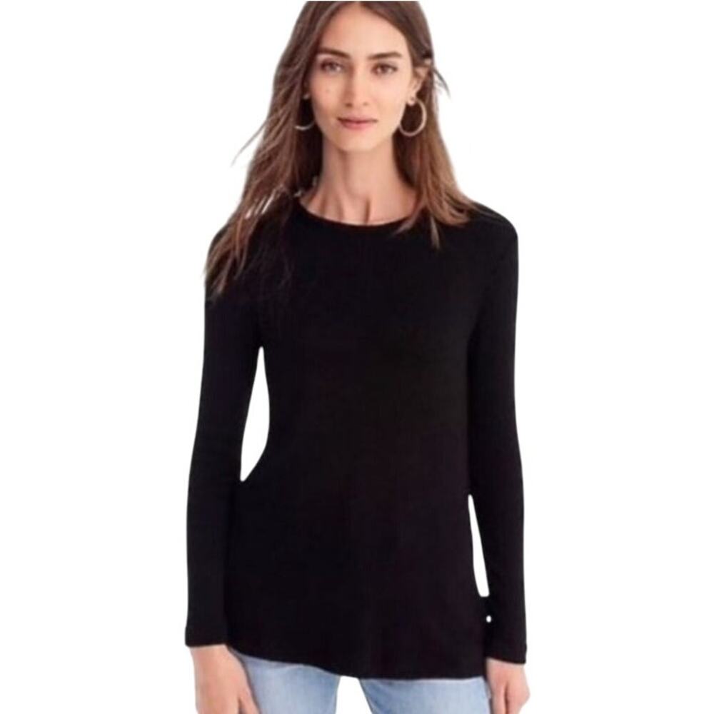 J. Crew Womens Side Tie Tunic Sweater Merino Wool Black G1105 Size S‎